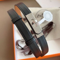 Qualità superiore replica Cintura Hermès Kelly 18 Nera Swift Pelle di vitello
