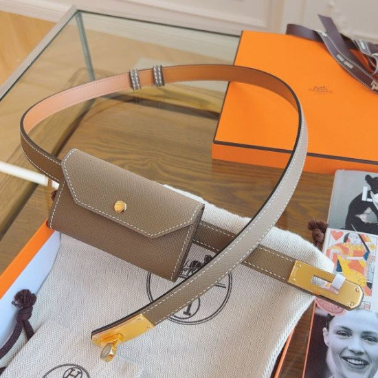 Qualità superiore replica Cintura Hermès Kelly Pocket 18 in vitello Epsom color etoupe Qualità superiore replica Cintura Hermès Kelly Pocket 18 in vitello Epsom color etoupe