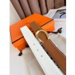 Cintura Hermès Luck reversibile, 38 mm, pelle di vitello Epsom Oro e Bianco