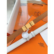 Pari all'originale replica Cintura Hermès Rivale 18 con fibbia Rivale in vitello Epsom bianco