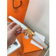 Pari all'originale replica Cintura Hermès Rivale 18 con fibbia Rivale in vitello Epsom bianco