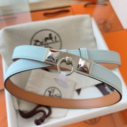 Pari all'originale replica Cintura Hermès Rivale 18 in pelle di vitello Epsom Blu Brume