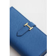 Dettagli perfetti Replica Portafoglio lungo Hermès Bearn fatto a mano in pelle di vitello Epsom blu Francia imitazione Outlet