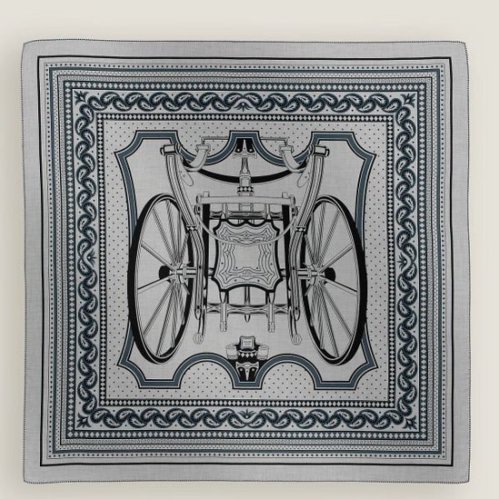 falso Replica Scialle Hermès Grigio Phaeton's Wheels Bandana 140 imitazione Outlet