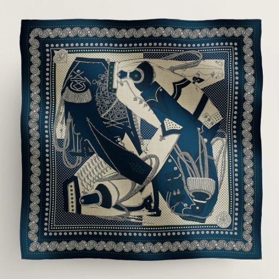 Qualità superiore replica falso Scialle Bandana Hermes Blue Zuavi e Draghi 140
