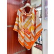 falso Scialle Hermès Etriers Fantaisie Arancione 140