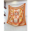 falso Scialle Hermès Etriers Fantaisie Arancione 140