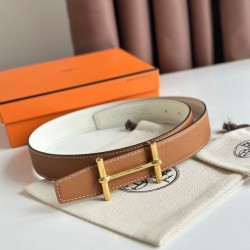 Replica Cintura Hermès H Ancre reversibile, 32 mm, pelle di vitello Epsom Oro e Bianco Imitazioni Replica qualità specchio Cintura Hermès H Ancre reversibile, 32 mm, pelle di vitello Epsom Oro e Bianco