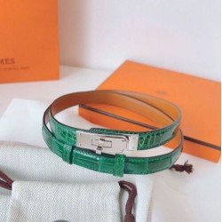 Replica Alta gamma replica Cintura Hermès Kelly 18 in alligatore lucido color malachite Imitazioni Replica qualità specchio Alta gamma replica Cintura Hermès Kelly 18 in alligatore lucido color malachite