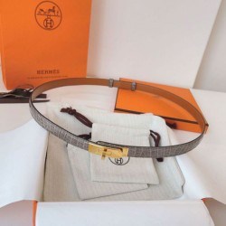 Replica qualità specchio Cintura Hermès Kelly 18 in alligatore lucido color tourterelle
