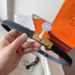 Replica qualità specchio Alta gamma replica Cintura Hermès Kelly Jean 18 in denim ed Epsom