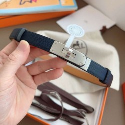 Replica qualità specchio Cintura Hermès Kelly 18 Blu Notte Epsom