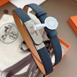Replica qualità specchio Cintura Hermès Kelly 18 Blu Notte Epsom