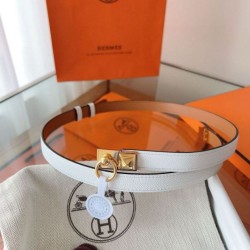 Replica qualità specchio Pari all'originale replica Cintura Hermès Rivale 18 con fibbia Rivale in vitello Epsom bianco