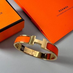Replica Bracciale Clic HH Hermès in smalto arancione Replica qualità specchio Bracciale Clic HH Hermès in smalto arancione