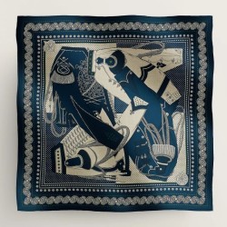 Replica qualità specchio Qualità superiore replica falso Scialle Bandana Hermes Blue Zuavi e Draghi 140