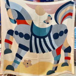 Replica qualità specchio Scialle Hermès Blu My First Galop 140