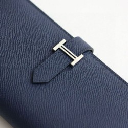 Replica Alta gamma Portafoglio lungo Hermès Bearn fatto a mano in pelle di vitello Epsom blu zaffiro Replica Alta gamma Portafoglio lungo Hermès Bearn fatto a mano in pelle di vitello Epsom blu zaffiro