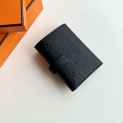 Replica di alta qualità Portafoglio Hermes Bearn ripiegabile fatto a mano Epsom nero Imitazioni Replica qualità specchio di alta qualità Portafoglio Hermes Bearn ripiegabile fatto a mano Epsom nero