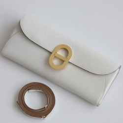 Portafoglio Hermès Maillon To Go in pelle di vitello Epsom grigio chiaro