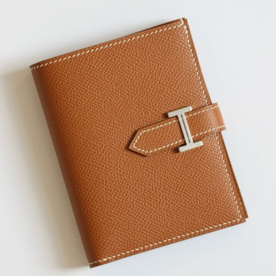 Pari all'originale replica Portafoglio compatto Hermès Bearn fatto a mano in pelle di vitello Epsom oro Pari all'originale replica Portafoglio compatto Hermès Bearn fatto a mano in pelle di vitello Epsom oro