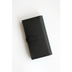Alta gamma replica Portafoglio lungo Hermès Bearn fatto a mano in pelle di vitello Epsom nera