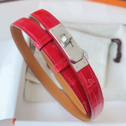 Replica Cintura Hermès Kelly 18 in alligatore rosso lucido imitazione Outlet