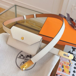 Qualità superiore replica Replica Cintura Hermès Kelly Pocket 18 in vitello Epsom bianco imitazione Outlet