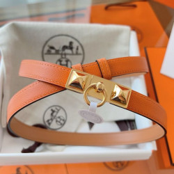 Qualità superiore replica Replica Cintura Hermès Rivale 18 con fibbia Rivale, pelle di vitello Epsom Arancione imitazione Outlet