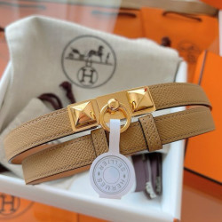 Qualità superiore replica Replica Cintura Hermès Rivale 18 con fibbia Rivale, pelle di vitello Epsom Chai imitazione Outlet