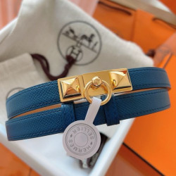 Pari all'originale replica Replica Hermès Rivale 18 Belt in Vitello Epsom Blu imitazione Outlet