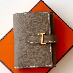 Replica Portafoglio Hermes Bearn ripiegabile fatto a mano Taupe Epsom imitazione Outlet
