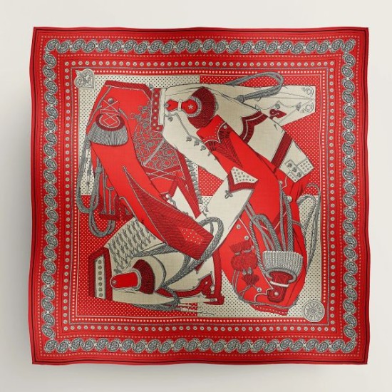 Pari all'originale replica Scialle Bandana Hermes Zuavi e Draghi Rossi 140