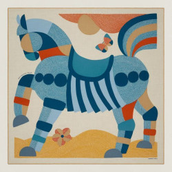 Scialle Hermès Blu My First Galop 140