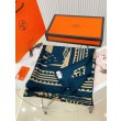 Pari all'originale replica Scialle Hermès Etriers Fantaisie Blu 140