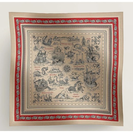 Scialle Hermès Naturel Nautical Tattoos Bandana 140