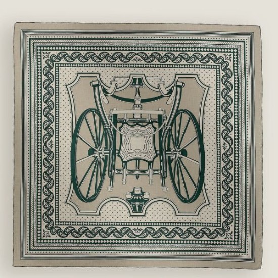 Qualità superiore replica Scialle Hermès Tourterelle Phaeton's Wheels Bandana 140