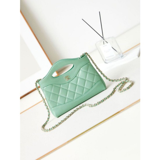 31 Mini Shopping Borse Firmate Replica Pochette con catena lucida AS3656 Verde chiaro