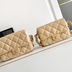 Borsa con patta in pelle di agnello AS2409 Beige Replica qualità specchio Replica Perfette Borsa con patta in pelle di agnello AS2409 Beige imitazioni