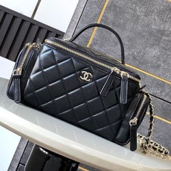 Replica Perfette Beauty Case in pelle di agnello AS5222 Nero imitazioni
