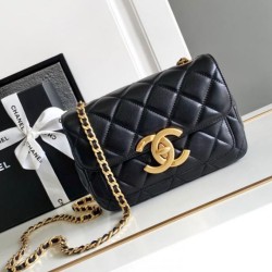 Mini Flap Bag Nero AS5026 Replica qualità specchio Replica Perfette Mini Flap Bag Nero AS5026 imitazioni