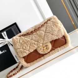 Borse Imitazioni con patta in pelle di agnello shearling AS5149 Beige Replica qualità specchio Replica Perfette Borse Imitazioni con patta in pelle di agnello shearling AS5149 Beige imitazioni