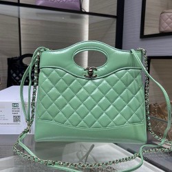 Replica Perfette Dettagli perfetti Shiny Lambskin 31 Mini Shopping Bag AS4133 Verde imitazioni