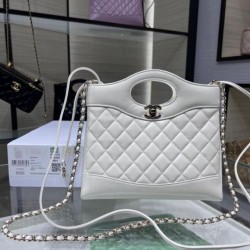 Borsa Shiny Lambskin 31 Mini Shopping Bag AS4133 Bianco Replica qualità specchio Replica Perfette Borsa Shiny Lambskin 31 Mini Shopping Bag AS4133 Bianco imitazioni