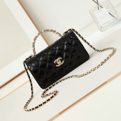 Borsa piccola con patta e manico superiore AP3803 Nero Replica qualità specchio Replica Perfette Borsa piccola con patta e manico superiore AP3803 Nero imitazioni