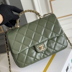 Mini flap Borsa con manico superiore Borsa AS5043/AS5032 Verde Replica qualità specchio Replica Perfette Mini flap Borsa con manico superiore Borsa AS5043/AS5032 Verde imitazioni