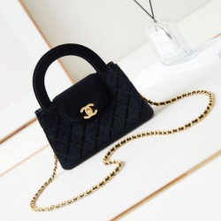 Replica Perfette 23K Kelly Mini shopping Borsa AS4416 Lana Nero imitazioni