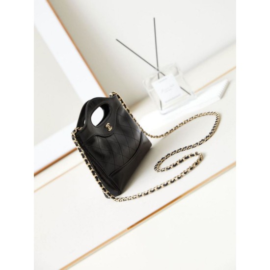 31 Mini Shopping Borsa Pochette con catena lucida AS3656 Nera Replica qualità specchio Replica Perfette 31 Mini Shopping Borsa Pochette con catena lucida AS3656 Nera imitazioni