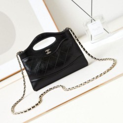 Replica Perfette 31 Mini Shopping Borsa Pochette con catena lucida AS3656 Nera imitazioni