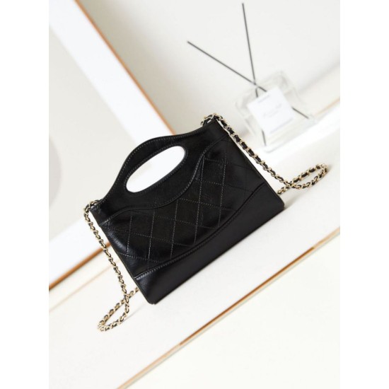 31 Mini Shopping Borsa Pochette con catena lucida AS3656 Nera Replica qualità specchio Replica Perfette 31 Mini Shopping Borsa Pochette con catena lucida AS3656 Nera imitazioni